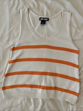 DKNY Cream Tank Top with Orange Stripes